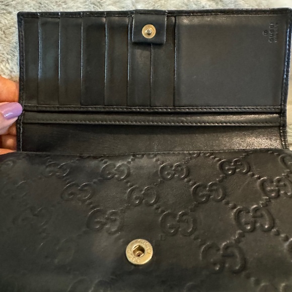 Gucci Signature Black Embossed Leather  Long Wallet  P0075 - Picture 7 of 16